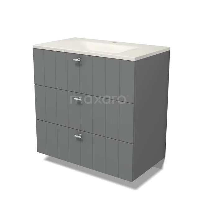 Modulo Waschtische | 80 cm Mittelgrau Lamelle front Solid Surface 3 Schubladen BMW19-03055 Modulo Waschtische | 80 cm Mittelgrau Lamelle front Solid Surface 3 Schubladen BMW19-03055