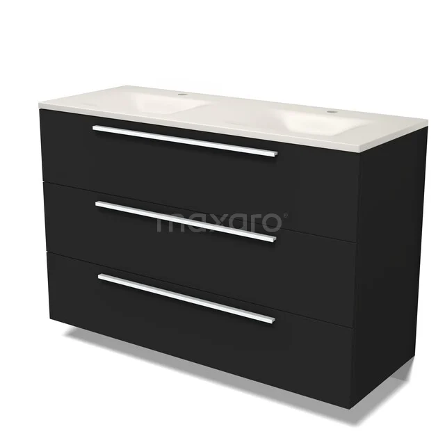 Modulo Bathroom furniture with sink | 120 cm Matte black Flat front Solid surface 3 drawers BMW19-03104 Modulo Bathroom furniture with sink | 120 cm Matte black Flat front Solid surface 3 drawers BMW19-03104