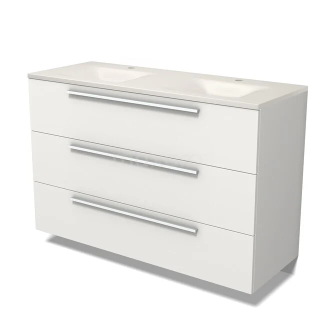 Modulo Bathroom furniture with sink | 120 cm Matte white Flat front Solid surface 3 drawers BMW19-03111 Modulo Bathroom furniture with sink | 120 cm Matte white Flat front Solid surface 3 drawers BMW19-03111