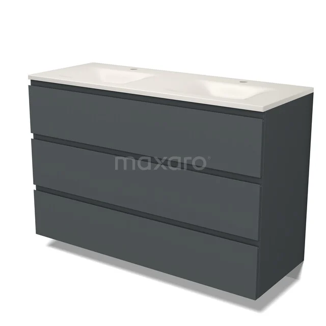 Modulo Badkamermeubel met wastafel | 120 cm Donkergrijs Greeploos front Solid surface 3 lades BMW19-03115
