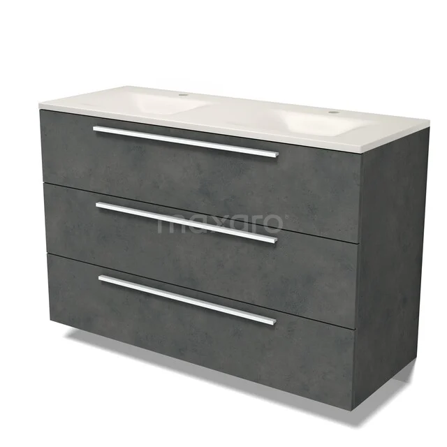 Modulo Badkamermeubel met wastafel | 120 cm Donkergrijs beton Vlak front Solid surface 3 lades BMW19-03122 Modulo Badkamermeubel met wastafel | 120 cm Donkergrijs beton Vlak front Solid surface 3 lades BMW19-03122