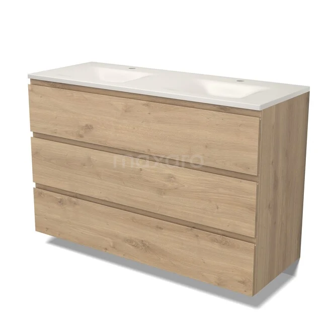 Modulo Waschtische | 120 cm Hellbraune Eiche Grifflos front Solid Surface 3 Schubladen BMW19-03123