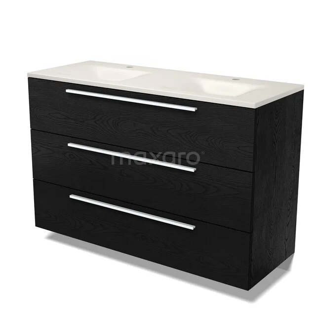 Modulo Bathroom furniture with sink | 120 cm Black oak Flat front Solid surface 3 drawers BMW19-03129