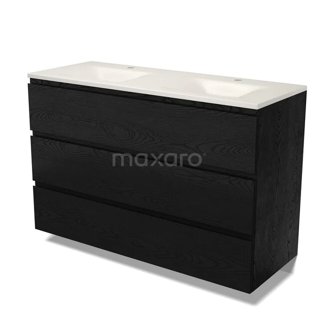 Modulo Bathroom furniture with sink | 120 cm Black oak Handle-less front Solid surface 3 drawers BMW19-03130