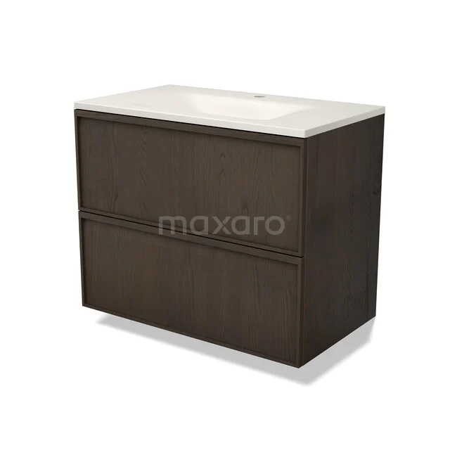 Modulo Plus Bathroom furniture with sink | 80 cm Espresso oak Ledge front Solid surface 2 Stacked drawers BMW47-00781 Modulo Plus Bathroom furniture with sink | 80 cm Espresso oak Ledge front Solid surface 2 Stacked drawers BMW47-00781