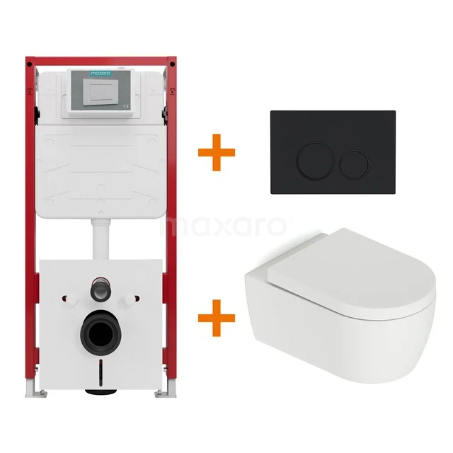 Toiletsets Mat wit met Spoelrand + Maxaro Flush Pro inbouwreservoir TOI4576