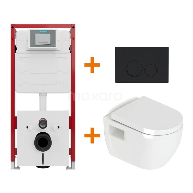 Toiletsets Hoogglans wit zonder Spoelrand + Maxaro Flush Pro inbouwreservoir TOI4590 Toiletsets Hoogglans wit zonder Spoelrand + Maxaro Flush Pro inbouwreservoir TOI4590