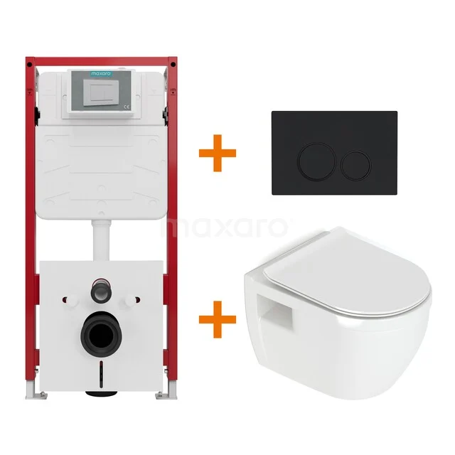 Toiletsets Hoogglans wit zonder Spoelrand + Maxaro Flush Pro inbouwreservoir TOI4591 Toiletsets Hoogglans wit zonder Spoelrand + Maxaro Flush Pro inbouwreservoir TOI4591