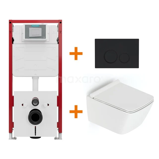 Toiletsets Hoogglans wit met Spoelrand + Maxaro Flush Pro inbouwreservoir TOI4594