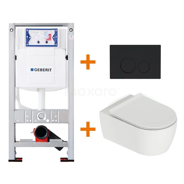Toiletsets Mat wit met Spoelrand + Geberit UP320 inbouwreservoir met geluidsisolatie TOI4681 Toiletsets Mat wit met Spoelrand + Geberit UP320 inbouwreservoir met geluidsisolatie TOI4681