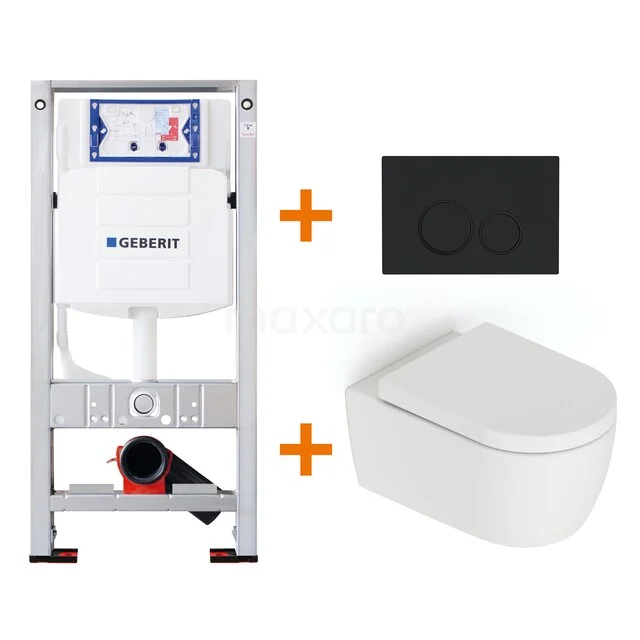 Toiletsets Mat wit zonder Spoelrand + Geberit UP320 inbouwreservoir met geluidsisolatie TOI4684