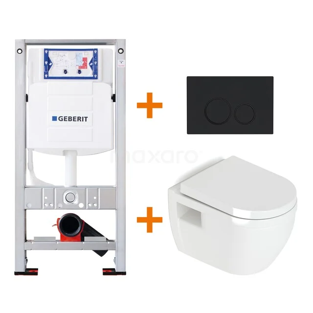Toiletsets Hoogglans wit zonder Spoelrand + Geberit UP320 inbouwreservoir met geluidsisolatie TOI4694