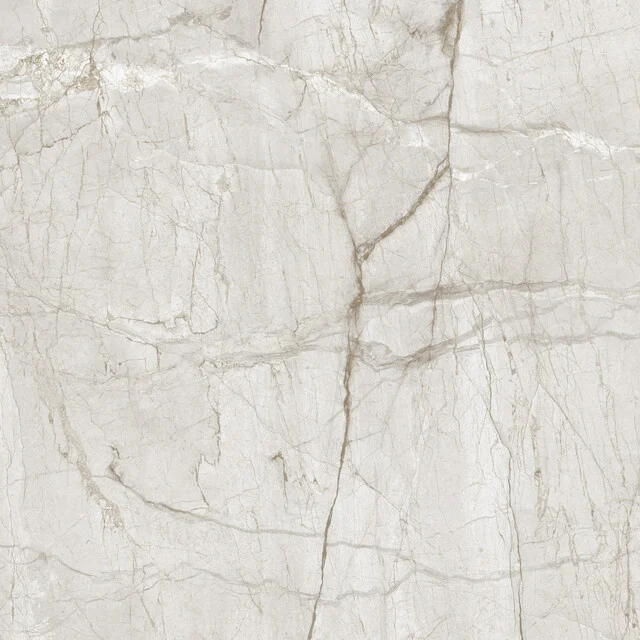Colour sample SPC wall panel - Prosecco marble WP07S Glanzende, lichte marmeren wandtegel met subtiele aderen, ideaal voor een moderne badkamer.