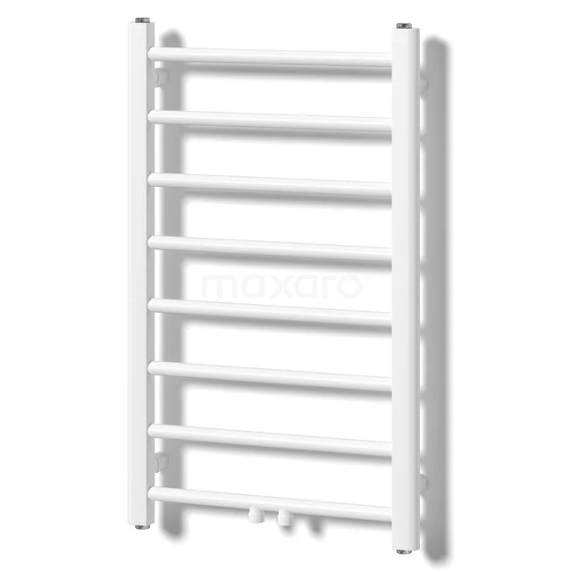 Vega Handdoekradiator | 50x80 cm Wit glans 758 W att Staal Centrale verwarming DR70-0508GWN Witte designhanddoekradiator met meerdere horizontale buizen, ideaal voor een moderne badkamer.