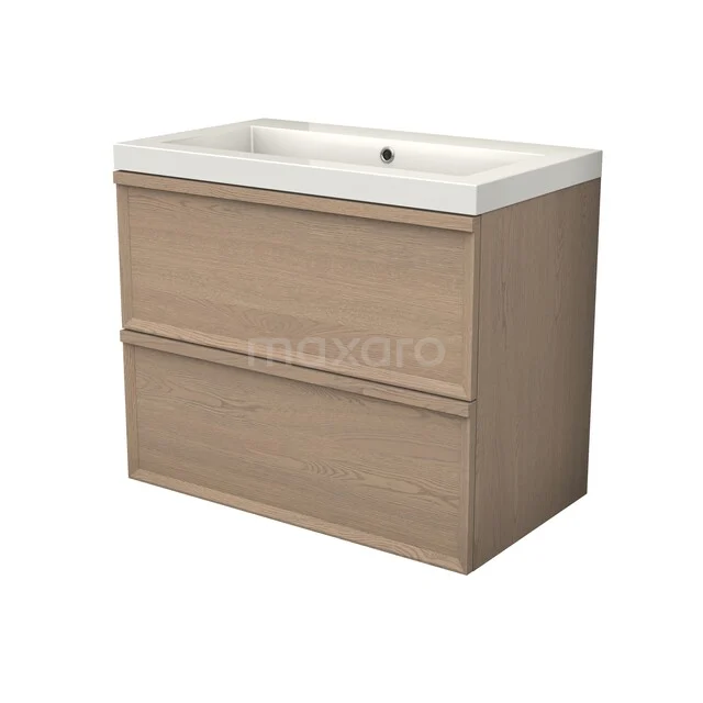 Modulo Plus Bathroom furniture with sink | 80 cm Natural oak Facet front Mineral marble 2 Stacked drawers BMW47-00034 Modulo Plus Bathroom furniture with sink | 80 cm Natural oak Facet front Mineral marble 2 Stacked drawers BMW47-00034
