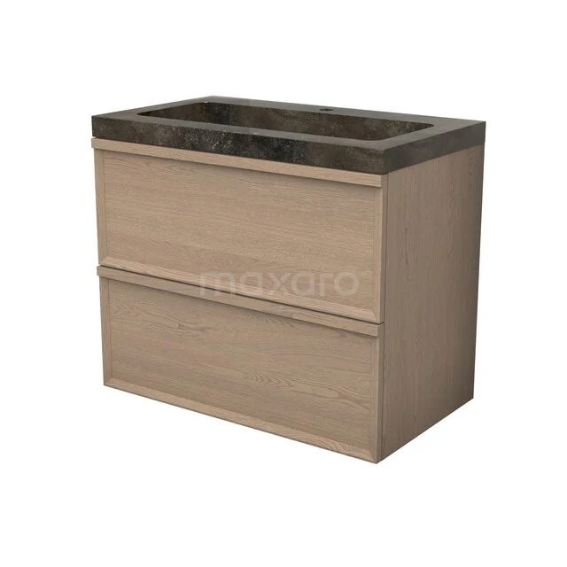 Modulo Plus Bathroom furniture with sink | 80 cm Natural oak Facet front Natural stone 2 Stacked drawers BMW47-00039 Modulo Plus Bathroom furniture with sink | 80 cm Natural oak Facet front Natural stone 2 Stacked drawers BMW47-00039