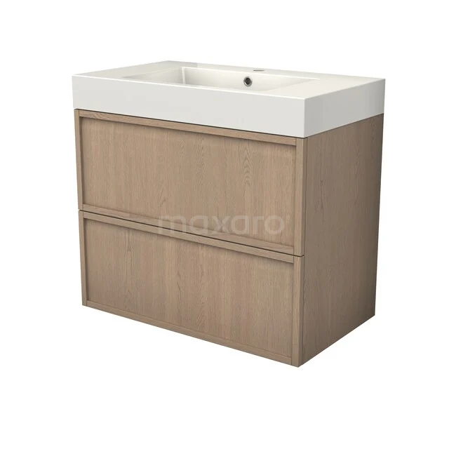 Modulo Plus Waschtische | 80 cm Natürliche Eiche Rahmen front Mineralguss 2 übereinanderliegende Schubladen BMW47-00062 Modulo Plus Waschtische | 80 cm Natürliche Eiche Rahmen front Mineralguss 2 übereinanderliegende Schubladen BMW47-00062