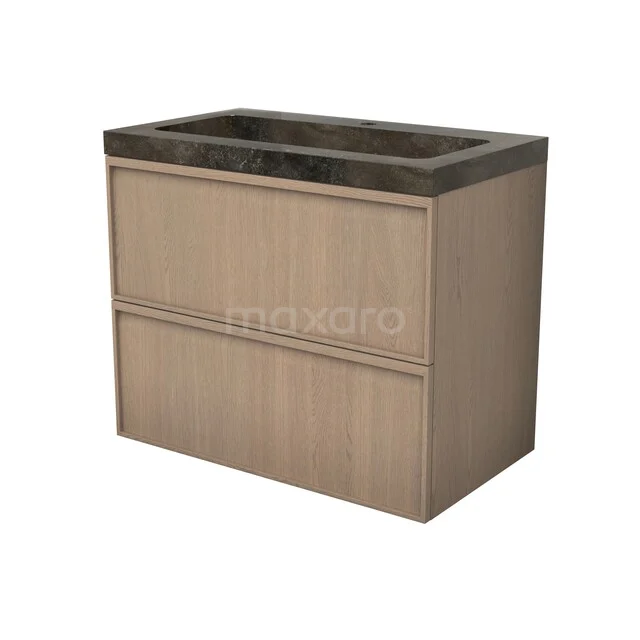 Modulo Plus Bathroom furniture with sink | 80 cm Natural oak Ledge front Natural stone 2 Stacked drawers BMW47-00071 Modulo Plus Bathroom furniture with sink | 80 cm Natural oak Ledge front Natural stone 2 Stacked drawers BMW47-00071