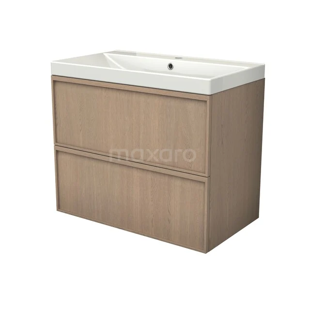 Modulo Plus Bathroom furniture with sink | 80 cm Natural oak Ledge front Ceramic 2 Stacked drawers BMW47-00075 Modulo Plus Bathroom furniture with sink | 80 cm Natural oak Ledge front Ceramic 2 Stacked drawers BMW47-00075