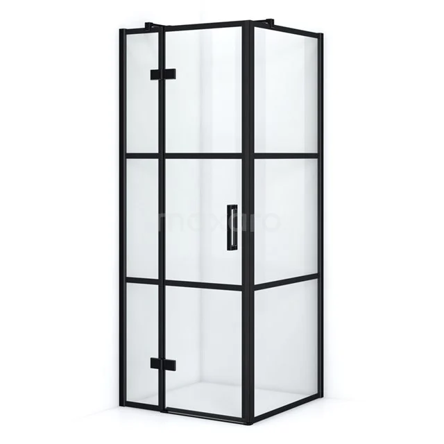 Modern black shower enclosure with glass, industrial style, perfect for stylish bathroom design.