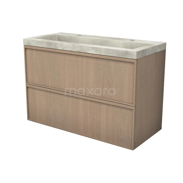 Modulo Plus Waschtische | 100 cm Natürliche Eiche Liste front Beton 2 übereinanderliegende Schubladen BMW47-00179 Modulo Plus Waschtische | 100 cm Natürliche Eiche Liste front Beton 2 übereinanderliegende Schubladen BMW47-00179