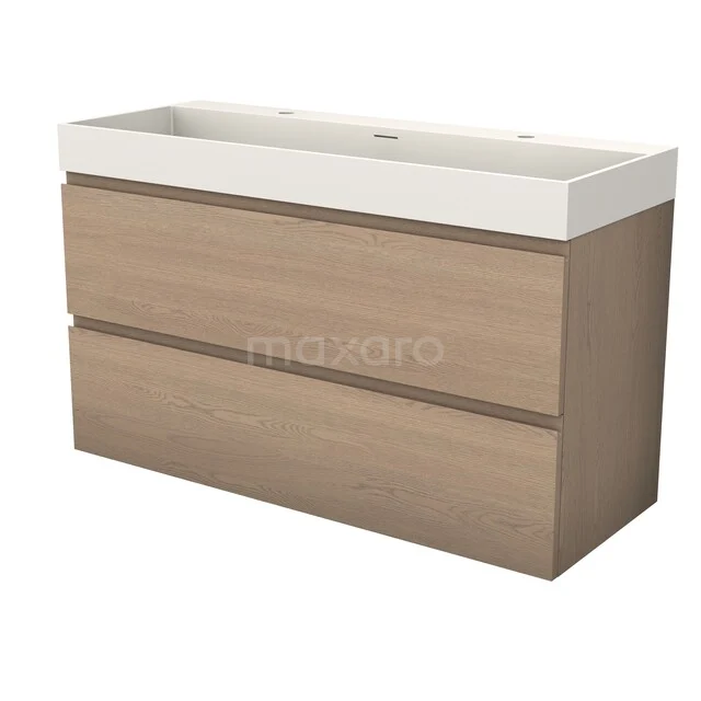 Modulo Plus Bathroom furniture with sink | 120 cm Natural oak Handle-less front Solid surface 2 Stacked drawers BMW47-00195 Modulo Plus Bathroom furniture with sink | 120 cm Natural oak Handle-less front Solid surface 2 Stacked drawers BMW47-00195