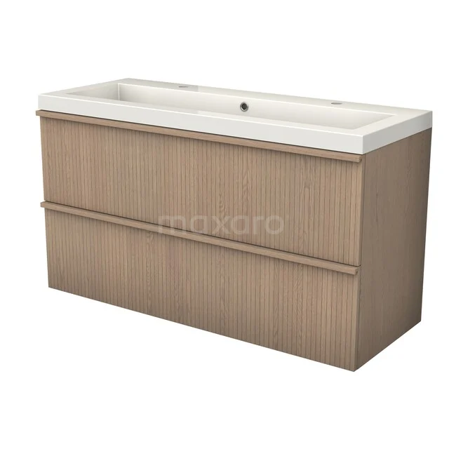 Modulo Plus Bathroom furniture with sink | 120 cm Natural oak Ribbing front Mineral marble 2 Stacked drawers BMW47-00201 Modulo Plus Bathroom furniture with sink | 120 cm Natural oak Ribbing front Mineral marble 2 Stacked drawers BMW47-00201