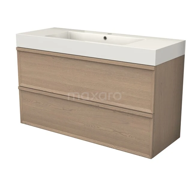 Modulo Plus Bathroom furniture with sink | 120 cm Natural oak Facet front Mineral marble 2 Stacked drawers BMW47-00227 Modulo Plus Bathroom furniture with sink | 120 cm Natural oak Facet front Mineral marble 2 Stacked drawers BMW47-00227