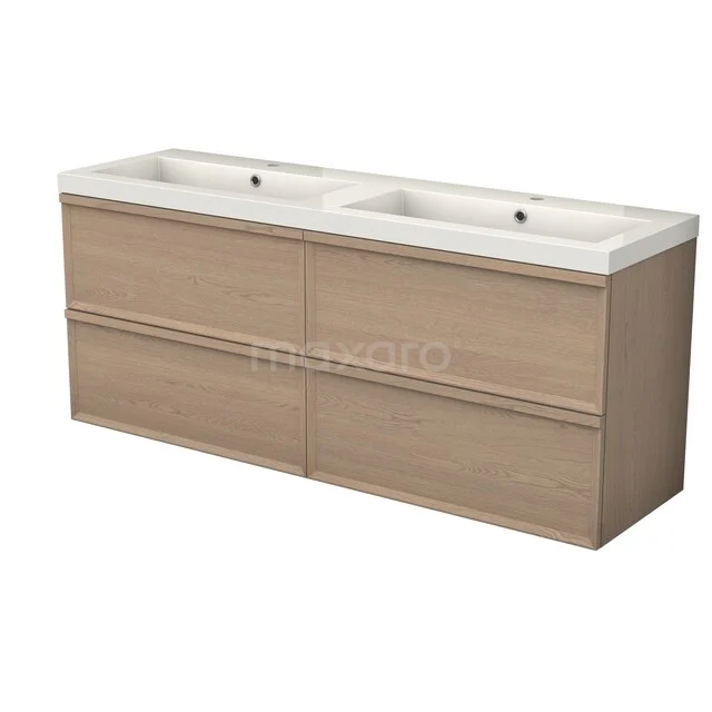 Modulo Plus Badkamermeubel met wastafel | 160 cm Naturel eik Facet front Mineraalmarmer 4 lades BMW48-00003 Modulo Plus Badkamermeubel met wastafel | 160 cm Naturel eik Facet front Mineraalmarmer 4 lades BMW48-00003