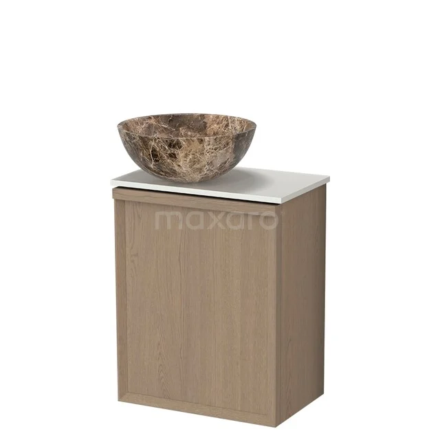Modulo Plus Pico Toiletmeubel met waskom | 41 cm Naturel eik Facet front Dark Emperador Natuursteen waskom TMK10-18015 Modulo Plus Pico Toiletmeubel met waskom | 41 cm Naturel eik Facet front Dark Emperador Natuursteen waskom TMK10-18015