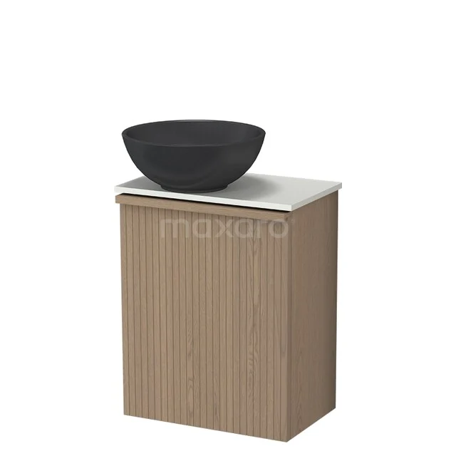 Modulo Plus Pico WC-Möbel mit Aufsatzwaschbecken | 41 cm Eiche natur Gerippte Front Matt Schwarz Aufsatzwaschbecken TMK10-18057 Modulo Plus Pico WC-Möbel mit Aufsatzwaschbecken | 41 cm Eiche natur Gerippte Front Matt Schwarz Aufsatzwaschbecken TMK10-18057
