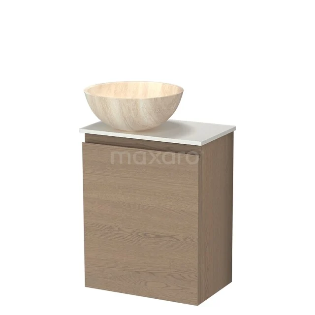 Modulo Plus Pico WC-Möbel mit Aufsatzwaschbecken | 41 cm Eiche Natur grifflose Front Travertin Naturstein Aufsatzwaschbecken TMK10-18066 Modulo Plus Pico WC-Möbel mit Aufsatzwaschbecken | 41 cm Eiche Natur grifflose Front Travertin Naturstein Aufsatzwaschbecken TMK10-18066