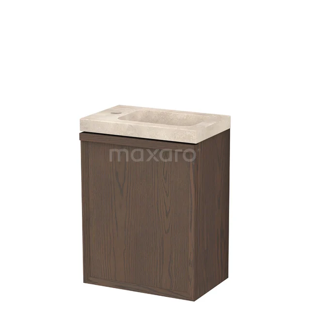 Modulo Plus Pico Toiletmeubel met wastafel | 40 cm Cacao eik Facet front Natuursteen TMW10-00914 Modulo Plus Pico Toiletmeubel met wastafel | 40 cm Cacao eik Facet front Natuursteen TMW10-00914
