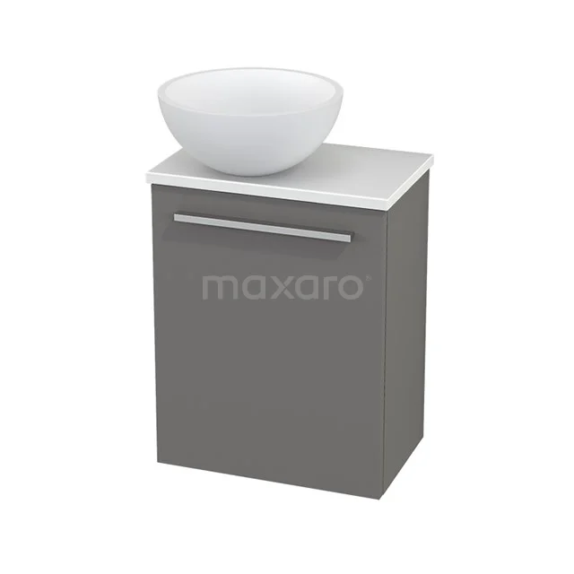 Toilet unit with Countertop wash basin Solid surface Mat Modulo+ Pico Basalt 41cm BMC000243 Grey bathroom cabinet with white basin bowl, compact design, ideal for modern bathrooms.