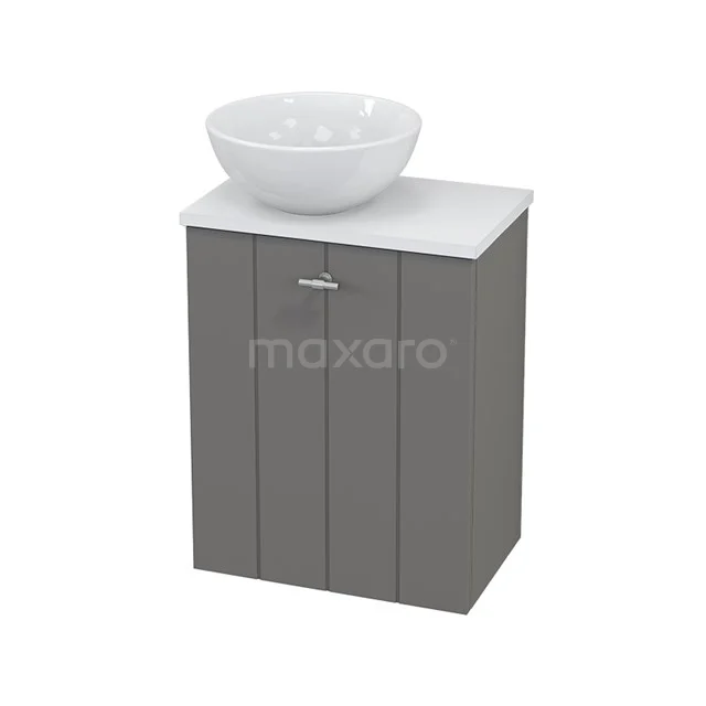 WC-Möbel mit Aufsatzwaschbecken Keramik Modulo+ Pico Basalt 41cm BMC000255 Grauer Badschrank mit weißer Waschbecken, moderne Ausstrahlung, ideal für kompakte Badezimmer oder stilvollen Stauraum.