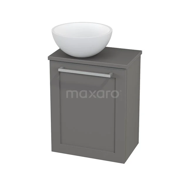 Toilet unit with Countertop wash basin Solid surface Mat Modulo+ Pico Basalt 41cm BMC000271 Grey Bathroom unit with surface-mounted countertop wash basin in white ceramic, featuring sleek design with metal handle.