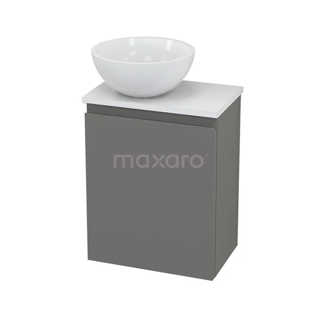 Toilet unit with Countertop wash basin Mineral marble Gloss Modulo+ Pico Basalt 41cm BMC000298 Grey bathroom unit with white ceramic countertop wash basin, sleek design, ideal for modern bathrooms.