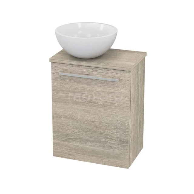 Toilet unit with Countertop wash basin Mineral marble Gloss Modulo+ Pico Oak 41cm BMC000396 Wooden bathroom unit with modern washbasin bowl, light Oak finish, ideal for a stylish and compact bathroom.