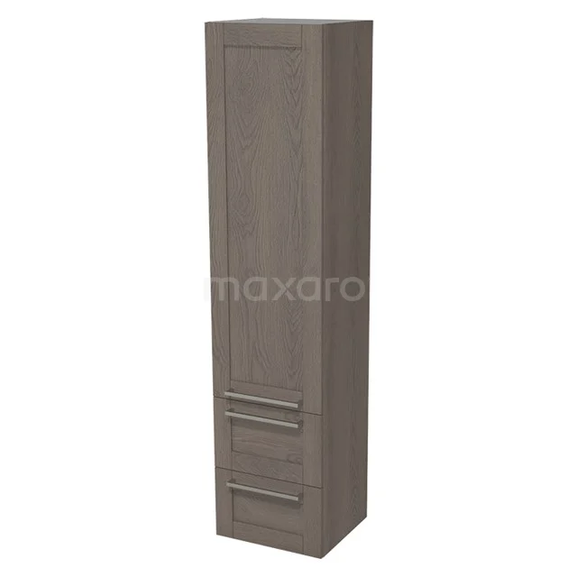 Lungo Badschränke | Rahmen front BKK10-00015 Lichte Eiche Hochschrank mit doppelten Schubladen und klaren Linien, perfekter Stauraum für ein modernes Badezimmer.