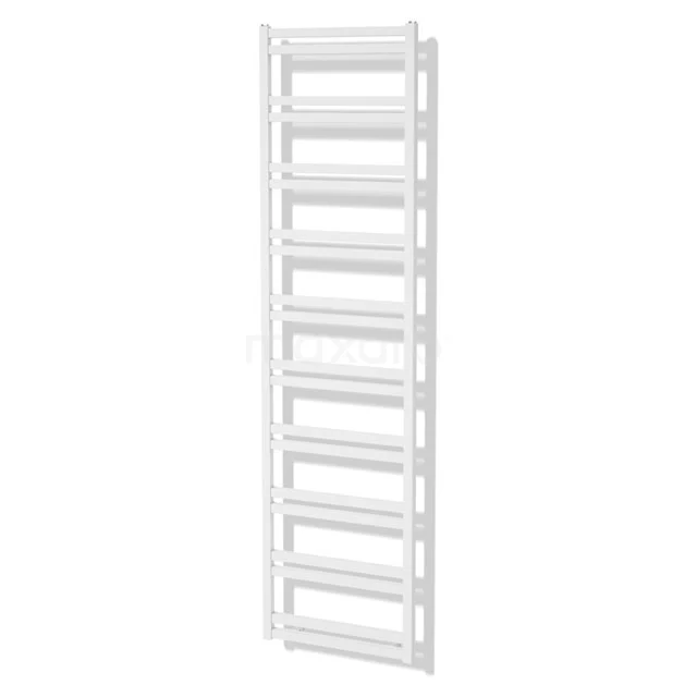 Weißer Handtuchheizkörper mit rechteckigen Stäben, minimalistisches Design, ideal für Heizung und Stauraum in modernen Bädern.