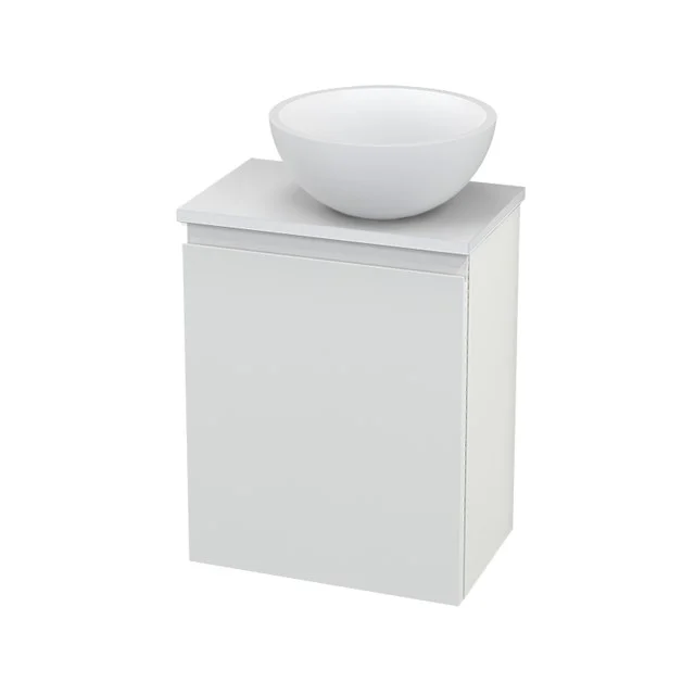 Toilet unit with countertop wash basin Solid surface Modulo+ Pico High-gloss white 41cm BMC000523 White Bathroom unit with surface-mounted ceramic basin, clean design and compact size, ideal for small bathrooms.
