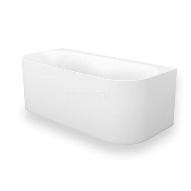 Freistehendes weißes Bad mit abgerundeten Ecken, modernes Design, perfekt als stilvolles zentrales Element im Badezimmer.