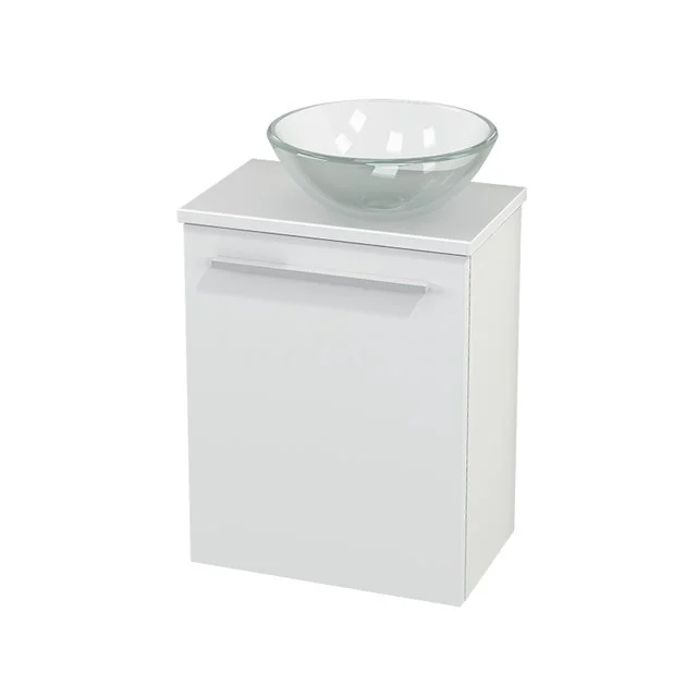 White bathroom unit with vanity units for countertop wash basin, clean design and compact shape, ideal for modern bathrooms.