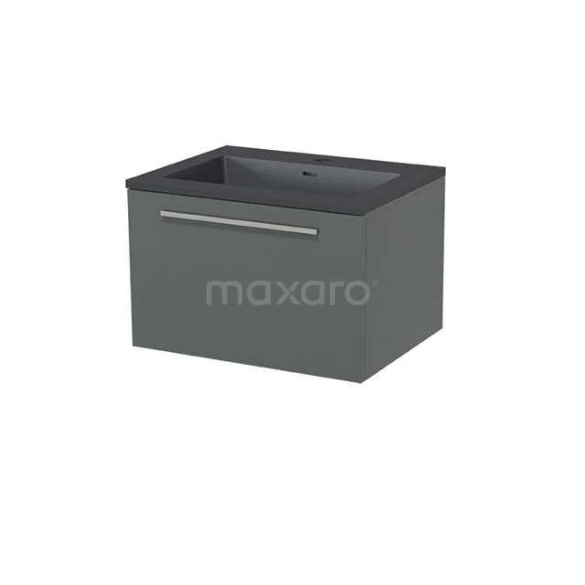 Grey hanging vanity unit with integrated sink, modern finish, ideal for stylish bathroom decor.