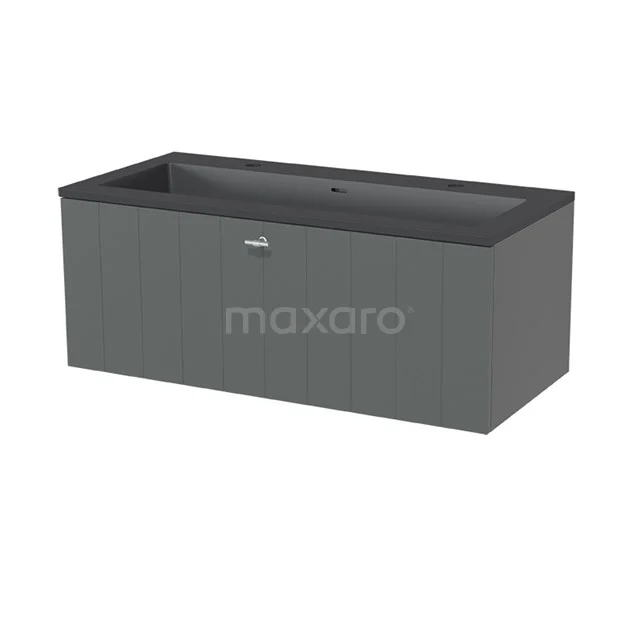 Grey rectangular basin cabinet with matt surface, ideal for modern bathrooms.