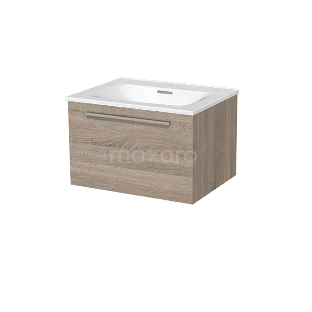 Wooden bathroom unit with drawers, Vanity units with basin made of ceramic, oak-look design, ideal for modern bathroom design.