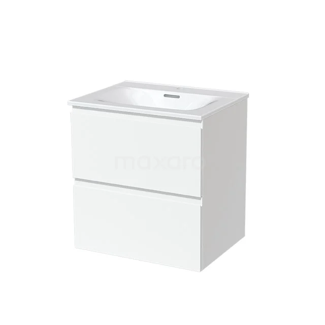 White bathroom unit with two drawers, modern design, ceramic vanity units with basin and glossy finish, ideal for compact bathrooms.