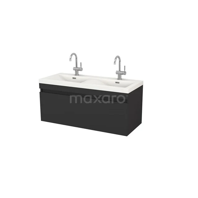 Black vanity units with basin, modern design and clean lines, ideal for stylish bathroom design.