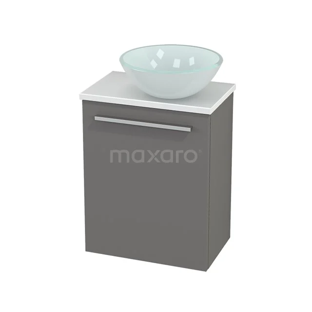 Toilet unit with countertop wash basin Glass Modulo+ Pico Basalt 41cm BMC000674 Grey bathroom cabinet with white basin, compact design, ideal for modern bathrooms.