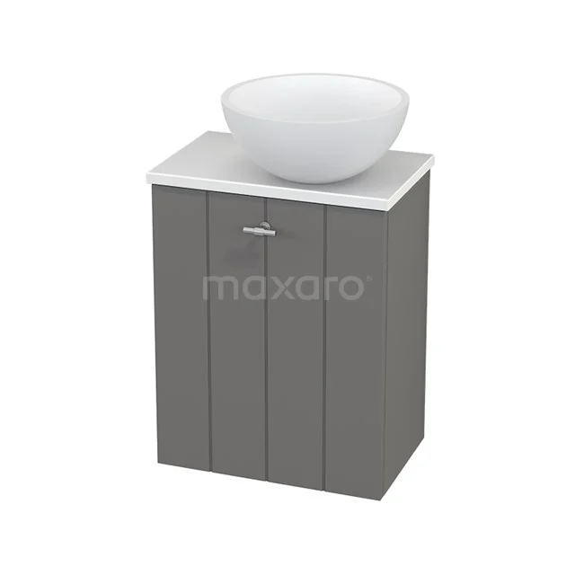 Toilet unit with Countertop wash basin Solid surface Mat Modulo+ Pico Basalt 41cm BMC000698 Grey bathroom furniture set with white countertop wash basin, cabinet with vertical panels, ideal for modern and compact bathrooms.